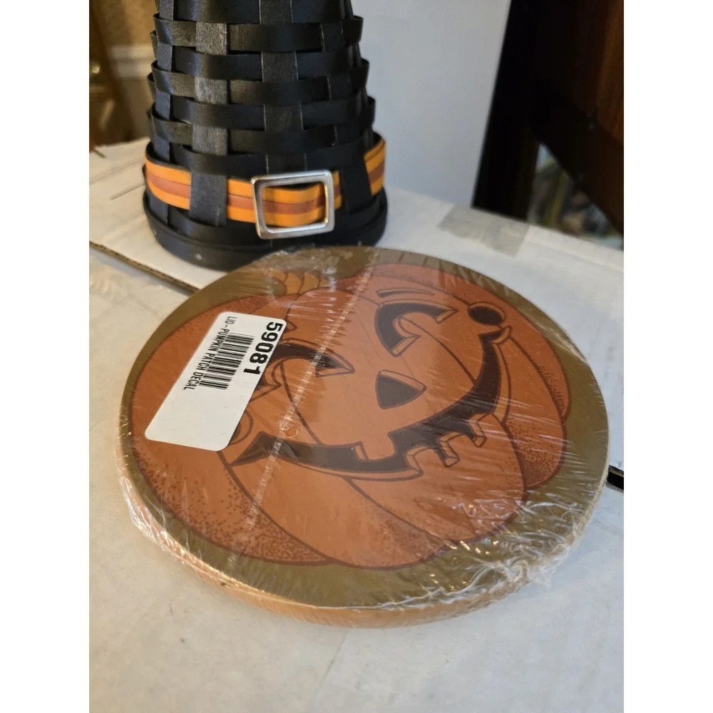 Longaberger Halloween Witches Hat [Used] And Pumpkin Face Lid [New]
